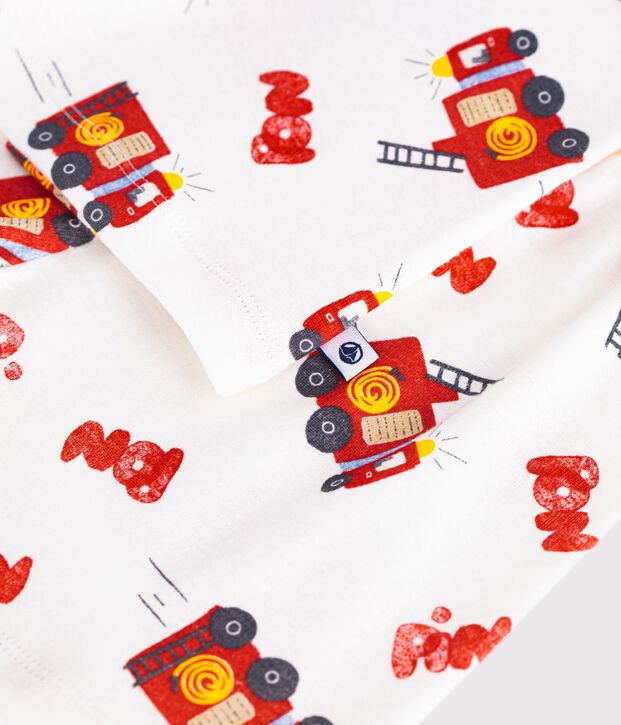 Children's short firefighter print cotton pyjamas white/multicolor