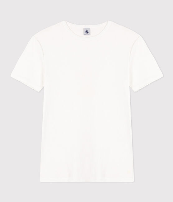 Women's short-sleeved rib knit Iconic Cocotte T-shirt ECUME white