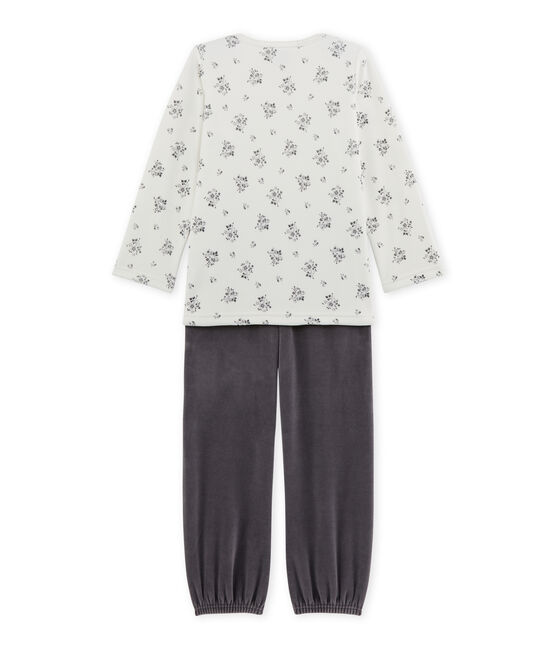 Girl's terry velour pyjamas MAKI grey/LAIT white/MULTICO