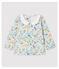 Baby Girls' Long-Sleeved Jersey Blouse with Collar POUSSIERE grey/MULTICO white