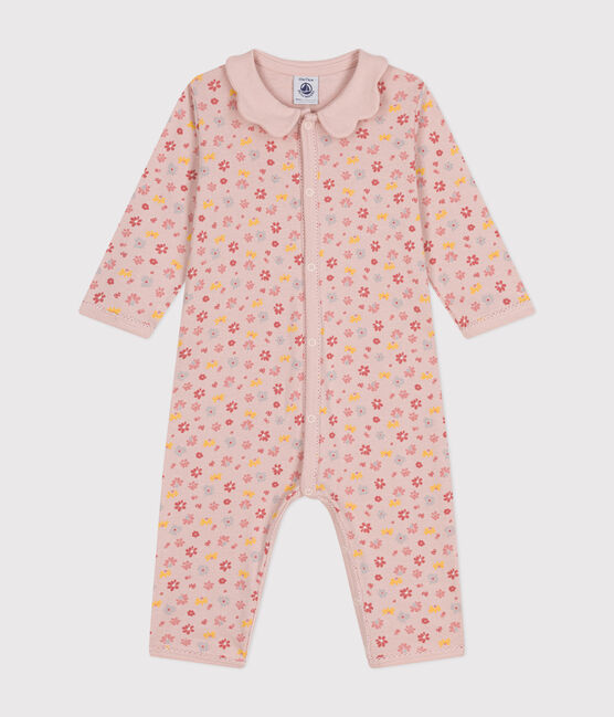 Babies' Footless Floral Cotton Pyjamas SALINE pink/MULTICO white
