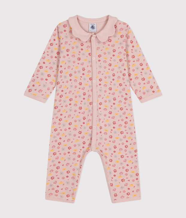 Babies' Footless Floral Cotton Pyjamas pink/multicolor