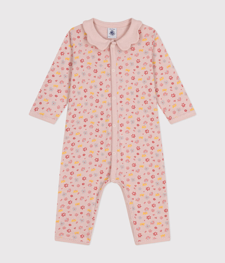 Babies' Footless Floral Cotton Pyjamas pink/multicolor