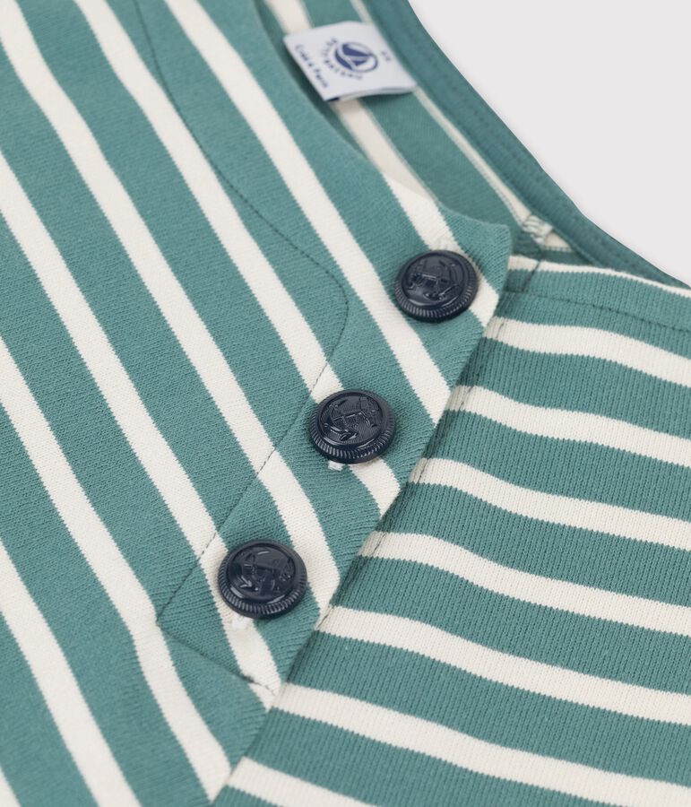 Women's Buttoned Breton Cotton Top green/ecru