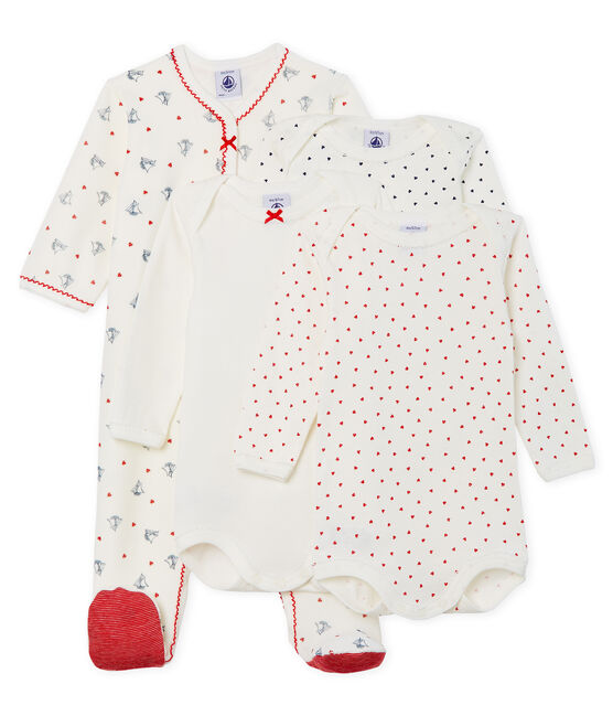 Baby Girls' Sleepsuit Set - Velour Sleepsuit and Long-Sleeved Ribbed Bodysuits variante 1