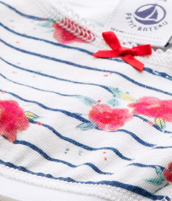 Girl's printed bra in stretch jersey ECUME white/MAJOR blue/MULTICO
