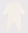 Babies' heart pattern cotton pyjamas with a collar and zip  MARSHMALLOW white/MULTICO white