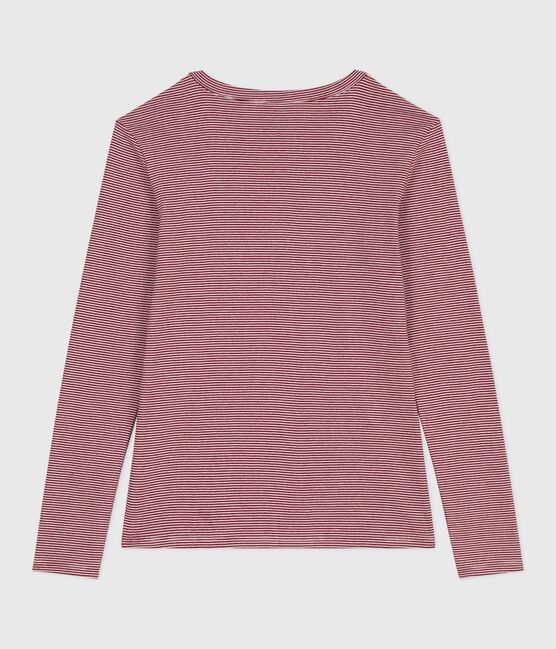 Women's Iconic long-sleeved cotton T-shirt AMARANTE red/MARSHMALLOW