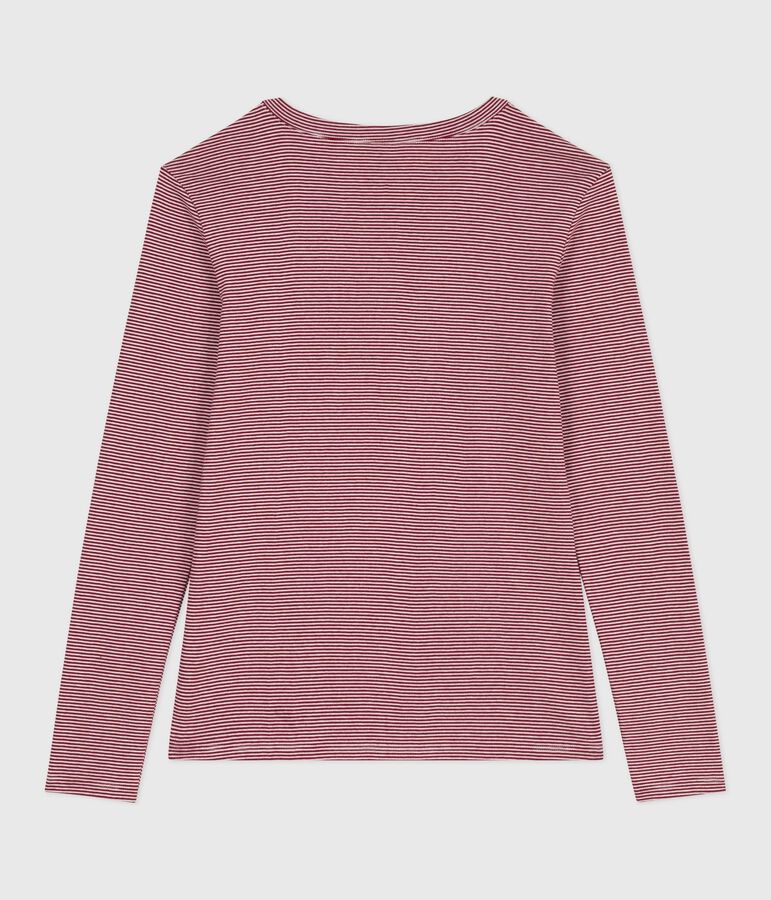 The Iconic long-sleeved cotton T-shirt for women AMARANTE red/MARSHMALLOW