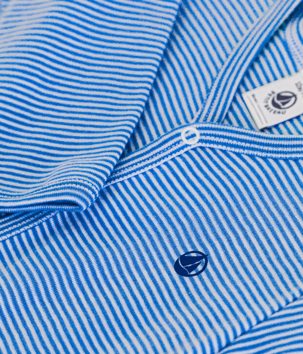 Babies' Stripy Cotton Pyjamas blue/white