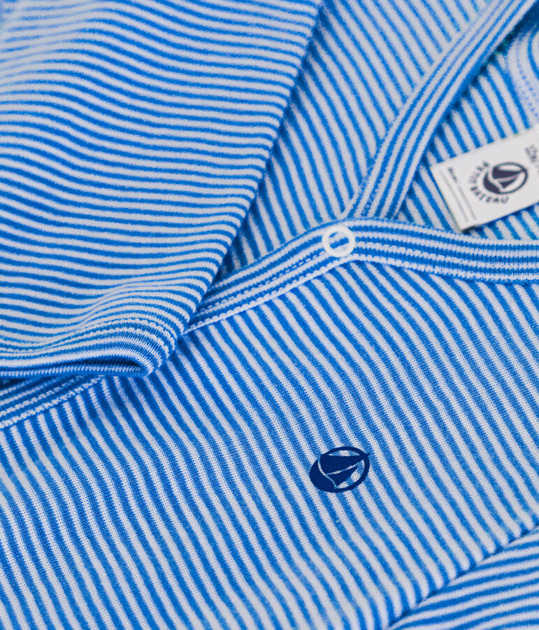 Babies' Stripy Cotton Pyjamas DELPHINIUM /MARSHMALLOW