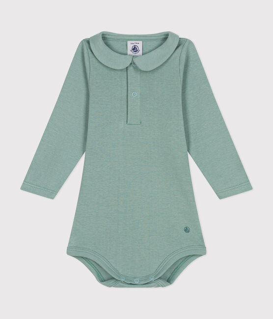 Babies' long-sleeved cotton bodysuit with a collar PAUL green