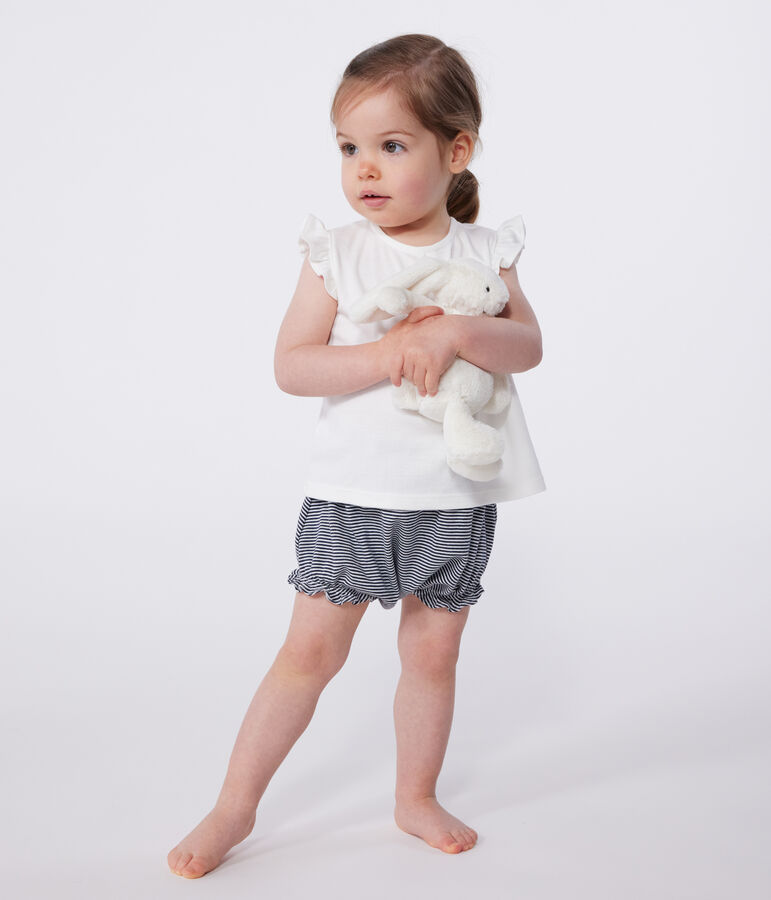 Babies' sleeveless cotton blouse white