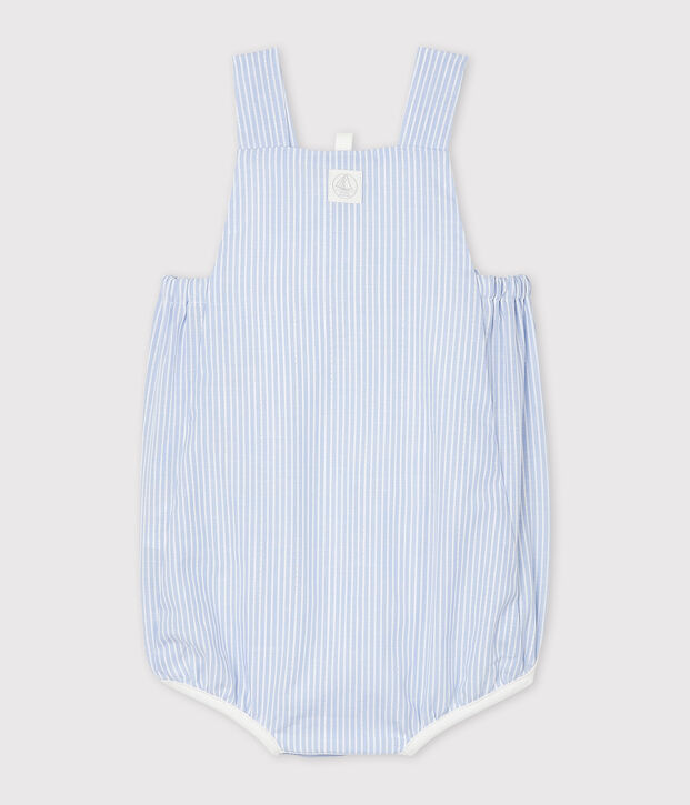 Unisex Baby's Striped Poplin Playsuit white/multicolor