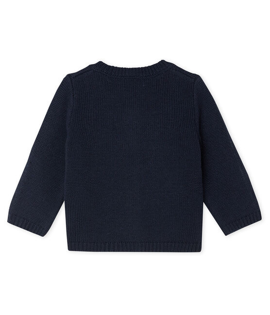 Baby Boys' Wool and Cotton Cardigan SMOKING blue/MULTICO white