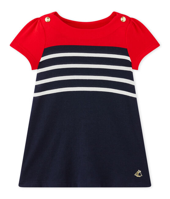 Baby girl's striped dress SMOKING blue/MULTICO white