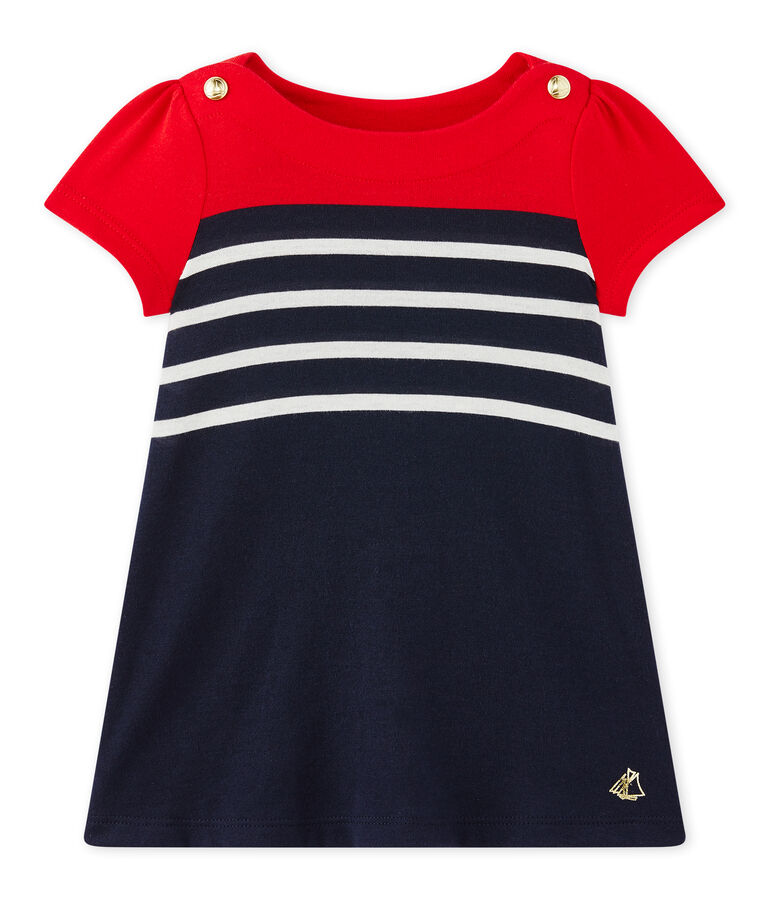Baby girl's striped dress SMOKING blue/MULTICO white