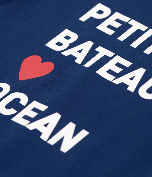 Children's printed unisex short-sleeved cotton T-shirt blue