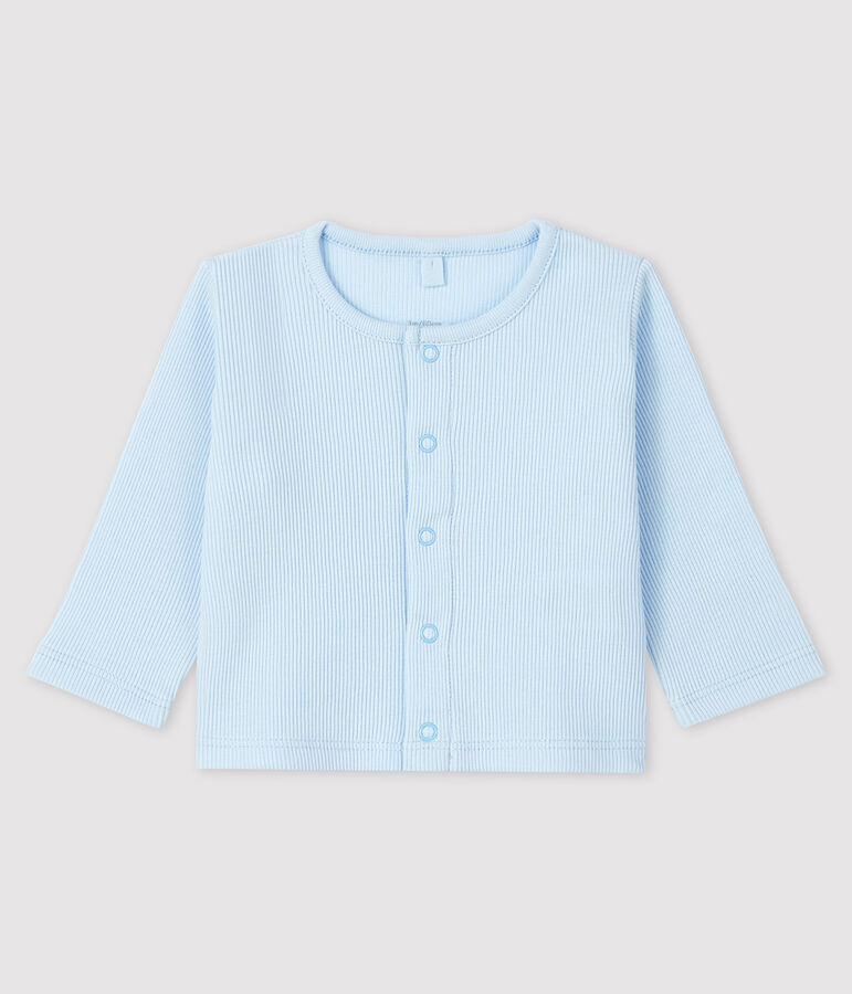 Babies' Organic Cotton 2x2 Rib Knit Cardigan blue
