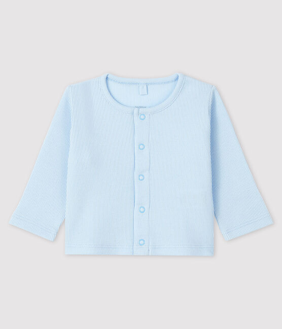 Babies' Organic Cotton 2x2 Rib Knit Cardigan FRAICHEUR blue