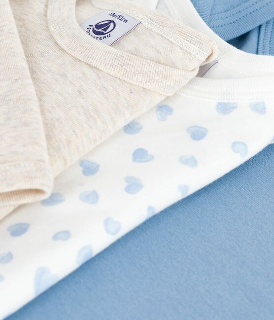 Pack of babies' long-sleeved heart-print cotton bodies variante 1