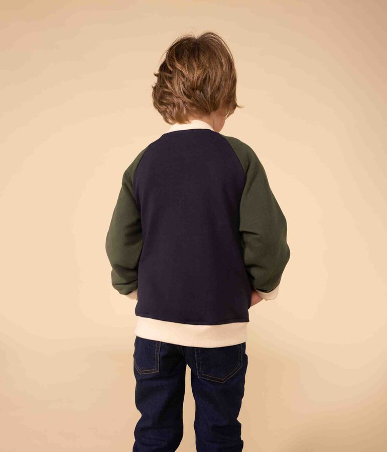 Boys' fleece baseball jacket SMOKING blue/MULTICO white
