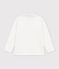 Children's plain long-sleeved cotton polo shirt white