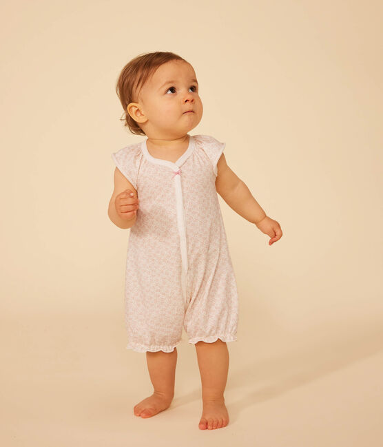 Babies' Floral Print Cotton Playsuit MARSHMALLOW /PANTY