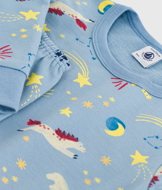 Children's pyjamas in printed fleece blue/multicolor