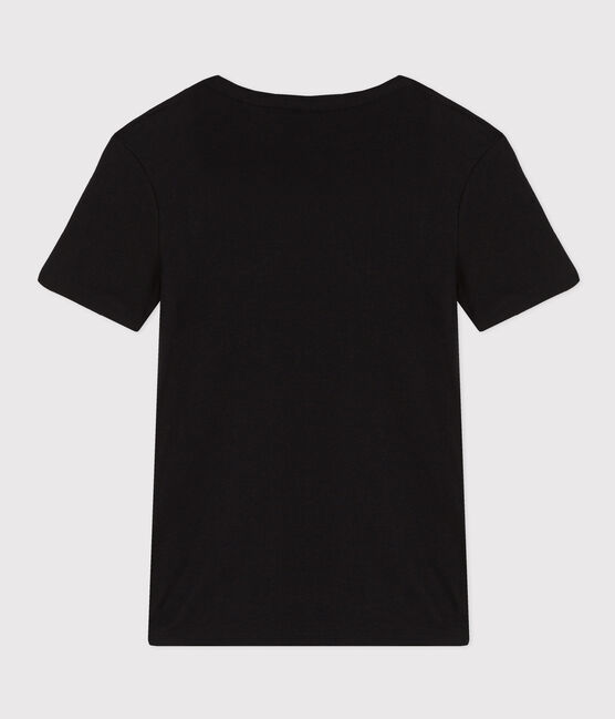 Women's Iconic plain short-sleeved rib knit T-shirt BLACK black