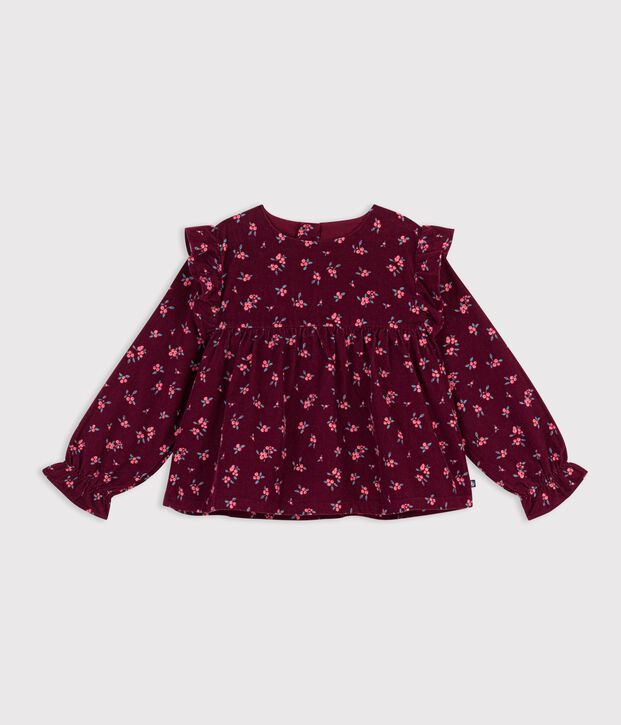 Children's long-sleeved printed cotton blouse red/multicolor