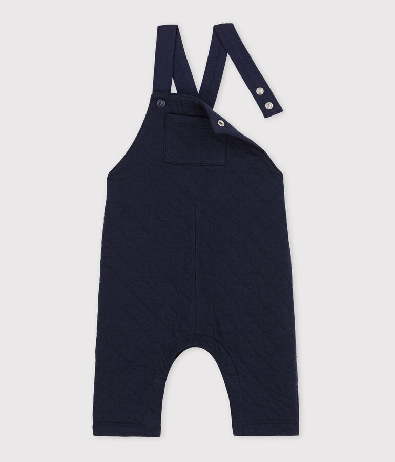 Babies' Long Quilted Tube-Knit Dungarees SMOKING blue