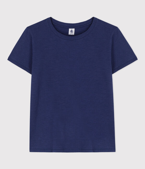 Women's Straight Round-Neck Cotton T-Shirt CHALOUPE blue