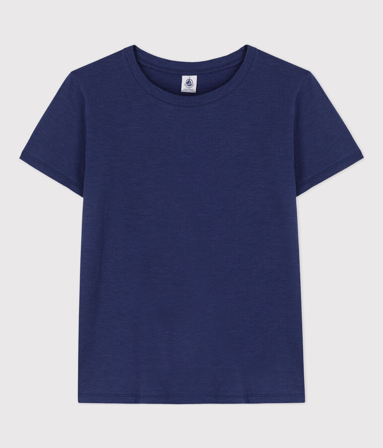 Women's Straight Round-Neck Cotton T-Shirt blue