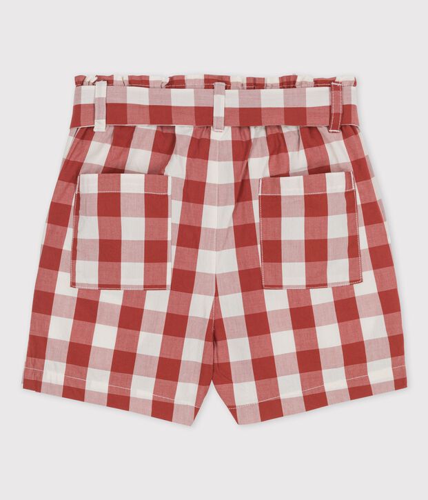 Girls' Gingham Poplin Shorts brown/ecru