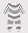 Babies' Stripy Rib Knit Pyjamas MARSHMALLOW white/SMOKING blue