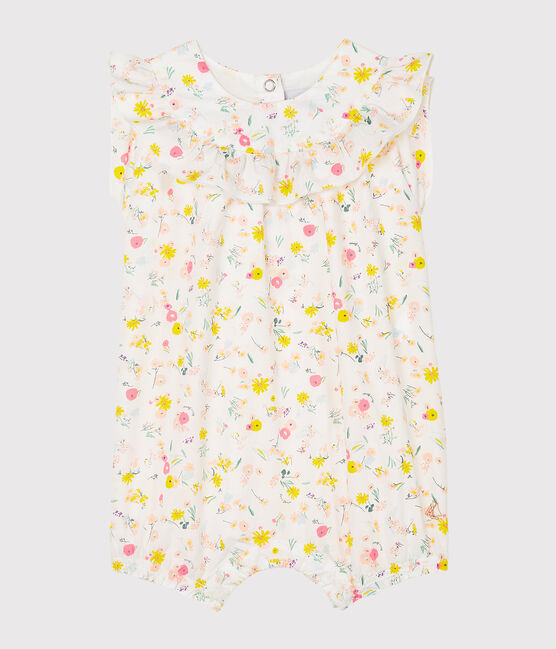 Print playsuit for baby girls MARSHMALLOW white/MULTICO white