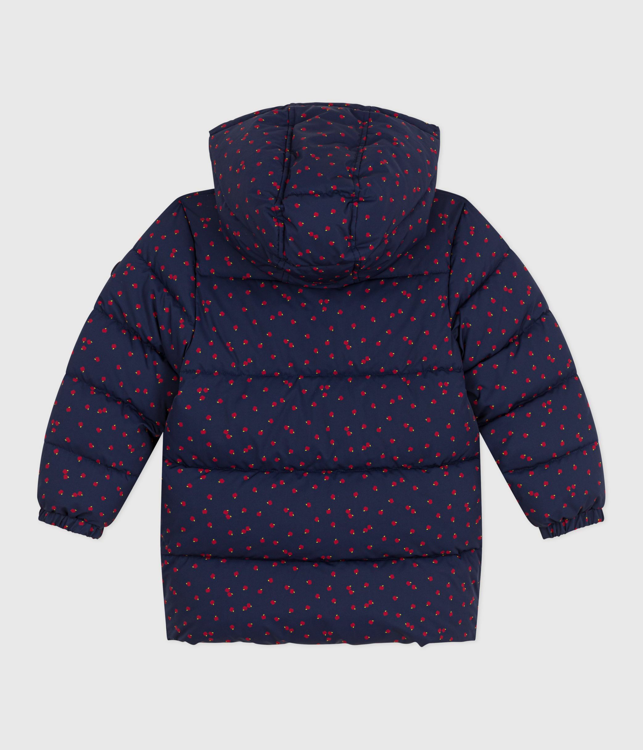 Children's printed long puffer jacket blue/multicolor