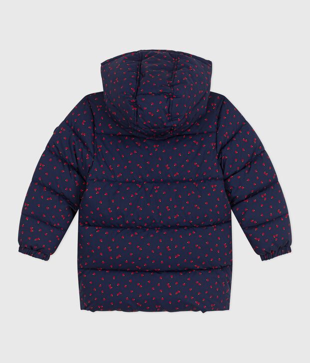 Children's printed long puffer jacket blue/multicolor