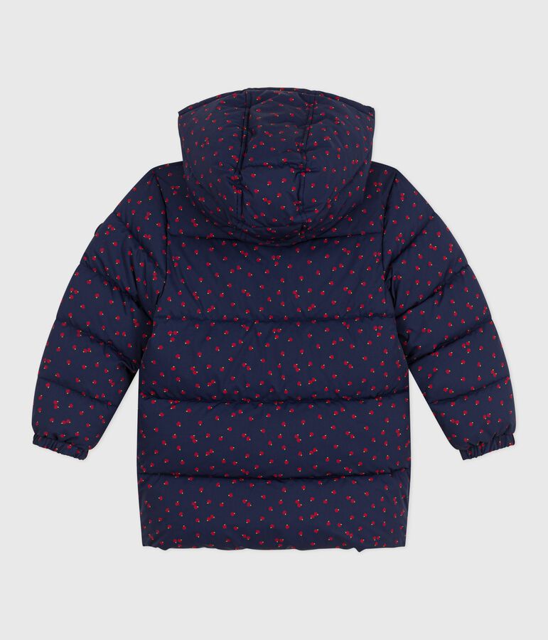 Children's printed long puffer jacket blue/multicolor