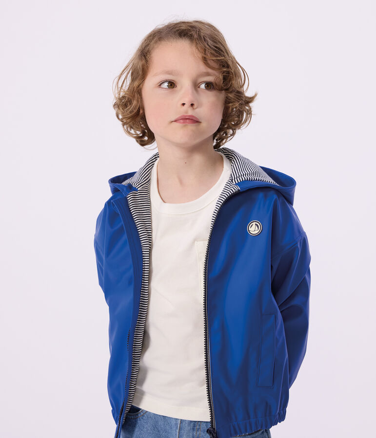 Children's jacket in plain PU blue