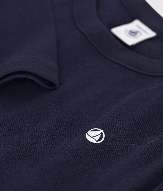 Children's long-sleeved rib knit unisex t-shirt blue