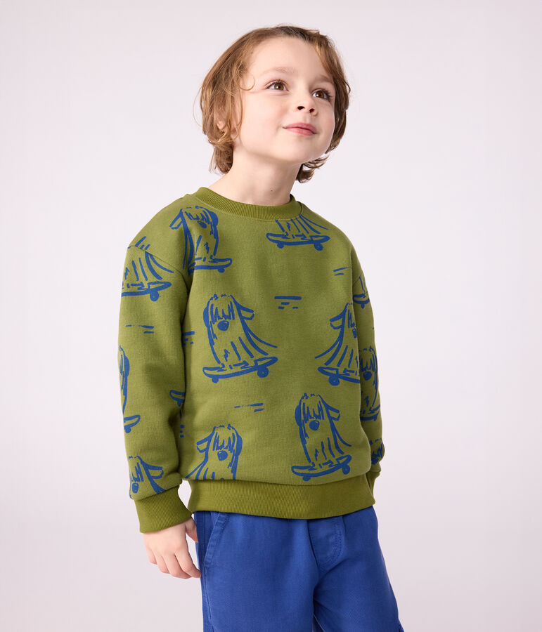 Children's printed cotton sweatshirt green/blue