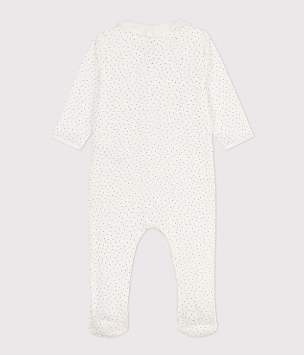 Spotted Cotton Sleepsuit white/blue