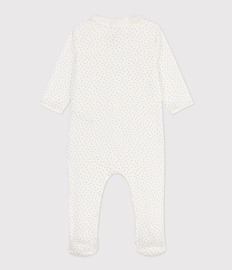 Spotted Cotton Sleepsuit white/blue
