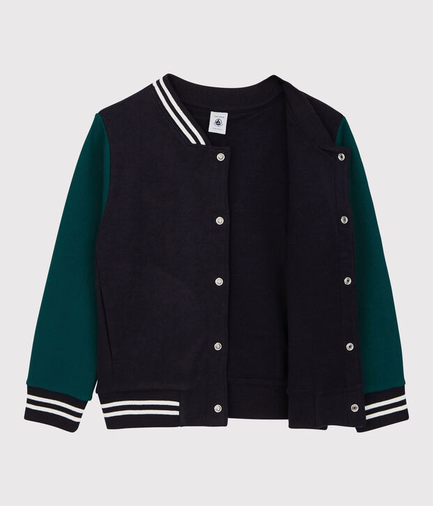 Boys' Fleece Baseball Jacket blue/green