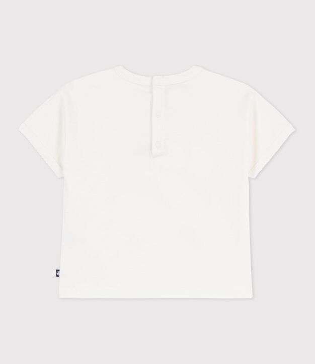 Babies' short-sleeved patterned cotton T-shirt white
