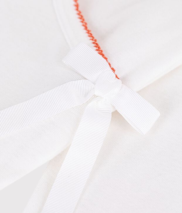 Children's plain cotton wrapover cardigan white