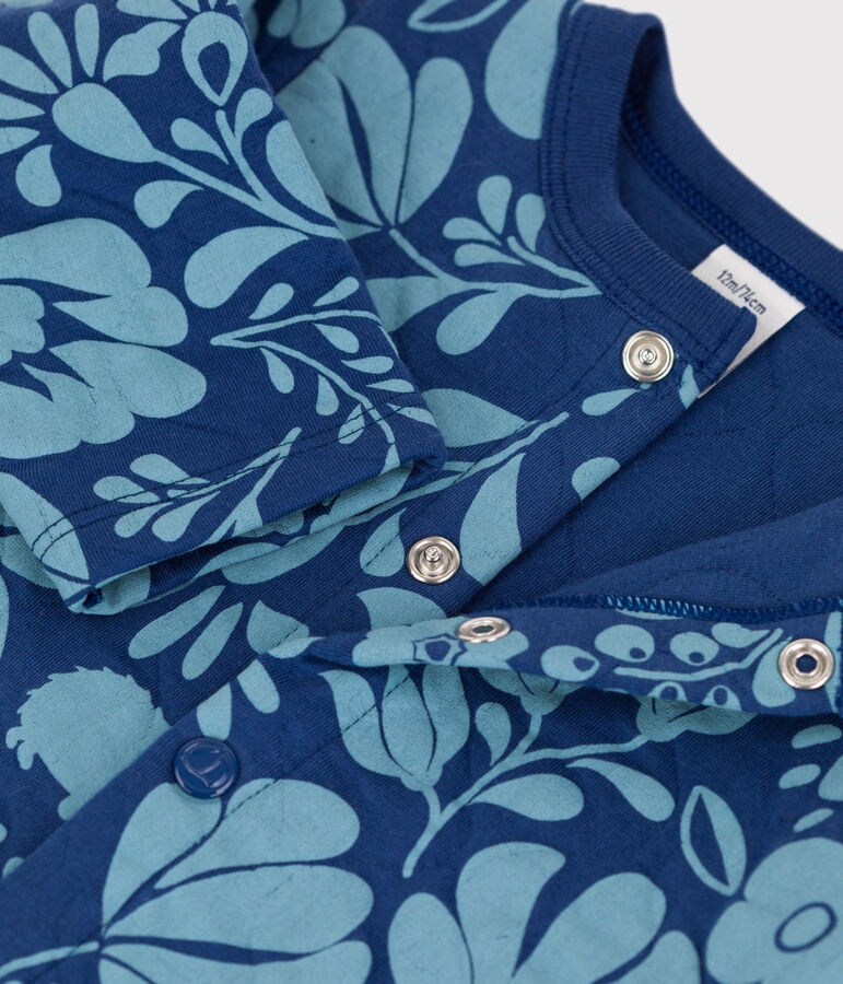 Babies' Patterned Quilted Tube Knit Cardigan blue/blue