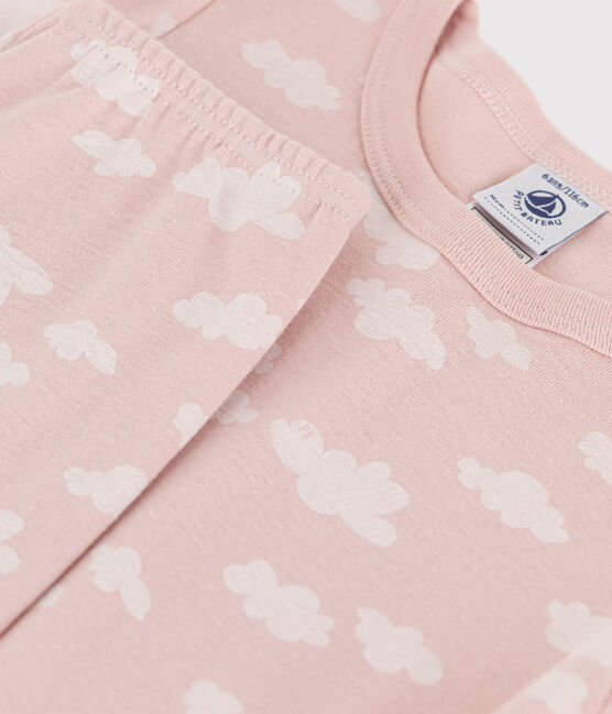 Girls' Snugfit Cotton Pyjamas SALINE /MARSHMALLOW